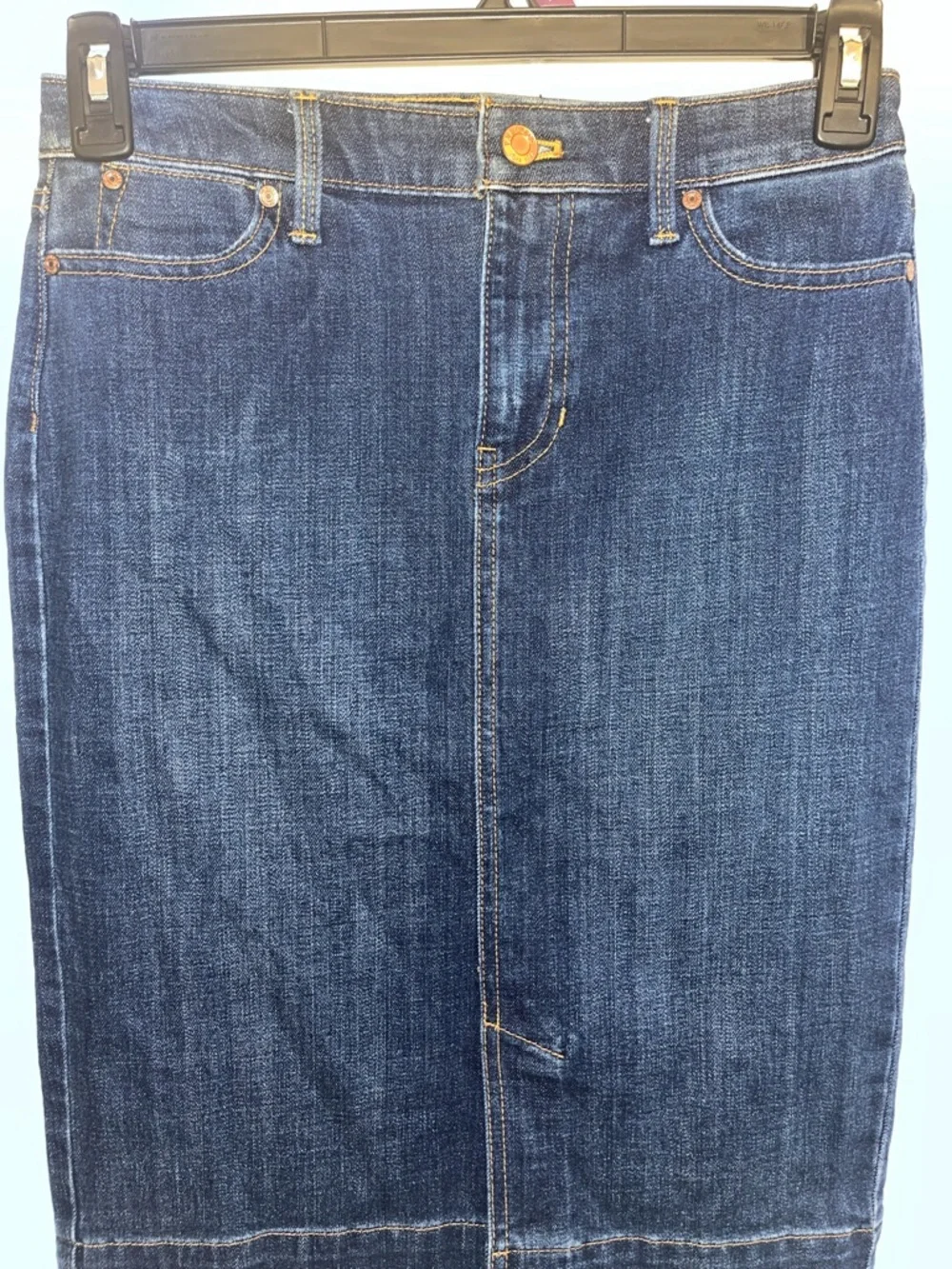 Talbots Petite Sz 2 Dark Blue Denim Midi Skirt, 14.5” Waist, #preppy #petite